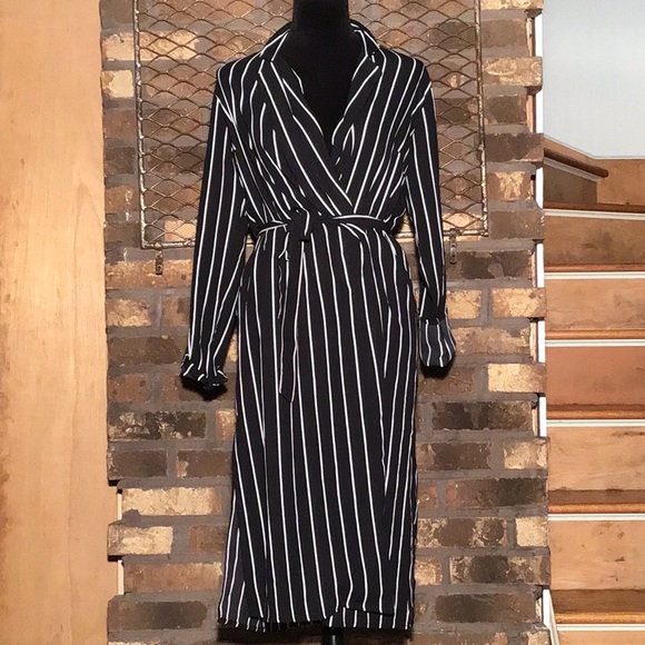 Favlux Fashion maxi jacket semi-sheer black white stripes M - Picture 1 of 5